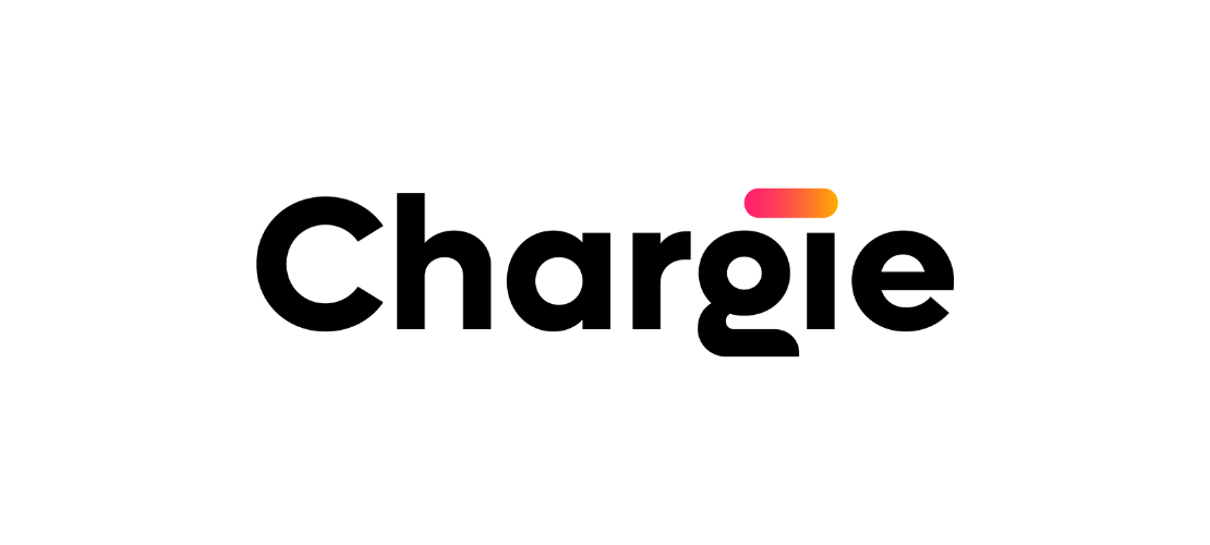 Text reading "Chargie" with rounded font and a colorful accent over the "i".