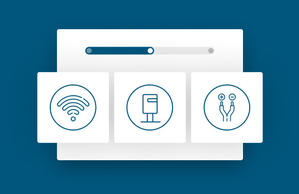 Three icons corresponding with Charging Station Builder and Vehicle Specs tools.