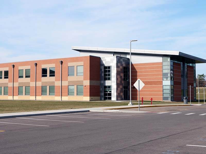 School building parking lot